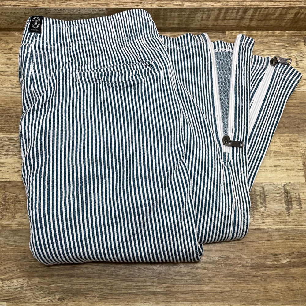Todd Snyder Striped Seersucker Zip Ankle Track Pants Mens Tag Medium Fit Small